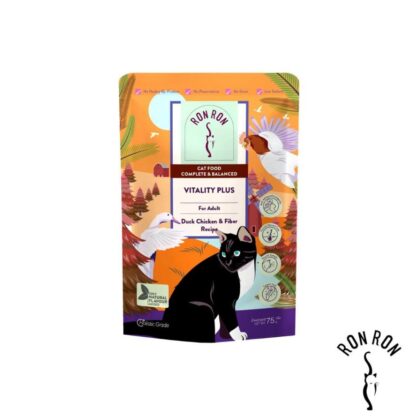 RonRon Holistic Grade Wet Cat Food Specialty Formula Pouch - Duck Chicken and Fiber Recipe (75g)